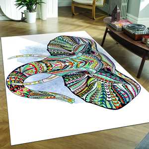 Ethnic Patterned Elephant <b>Rug</b>, Colorful <b>Rug</b>, Printed <b>Rug</b>,With Pile Soft <b>Rug</b> - Product Image 3