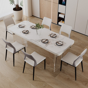 Table de salle à manger îlot en marbre antique de luxe, chariot de cuisine multifonctionnel rétractable, fabriqué en Chine - Product Image 5