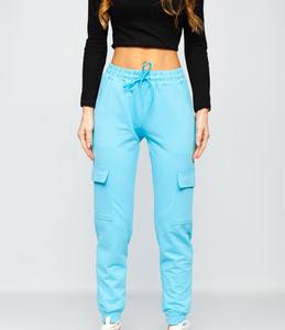 กางเกงสีน้ำตาลขายาวสำหรับผู้หญิงกางเกงขาข้างกว้างกางเกงคาร์โก้แบบสายยืดหยุ่นด้านล่างสำหรับผู้หญิง - Product Image 5