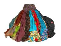 Jupe patchwork fluide été bohème longue Maxi recyclé Sari soie ferraille jupe Hippie Boho Festival jupe 70s rétro