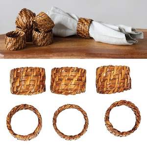 Vente en gros pas cher Anneau de serviette en rotin pour décoration de table avec strass et bling Anneau à boucle pour serviette de table - Product Image 4