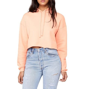 Women's Custom <b>Winter</b> Oversized Crop <b>Top</b> OEM Service Pullover Hoodie Long Sleeve Fleece Front Logo - Product Image 5