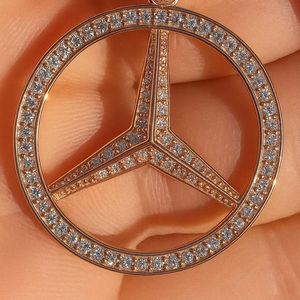 Hip Hop Moissanite Mercedes Auto Logos Iced Out Acero inoxidable Moda Joyería Colgante Collares - Product Image 3