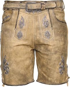 Short de costume Oktoberfest en cuir de chèvre brodé vintage de style bavarois pour hommes personnalisé OEM acheteurs en gros non-tissé solides Ok - Product Image 6