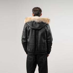 Veste en cuir à col en laine avec logo et design personnalisés disponibles aux prix de gros avec veste de style moderne pour hommes - Product Image 5