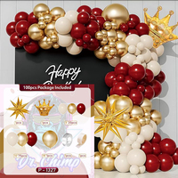 Guirlande d'arche de ballons en latex rouge champagne métallisé pour la décoration de fête de naissance, de mariage, de fiançailles