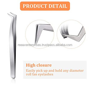 Pinzas para Extensión de Pestañas Reeax Enterprises RE-1008, 100% Calidad, Acero Inoxidable, Punta Redonda, Pestañas 3D Precisas - Product Image 4