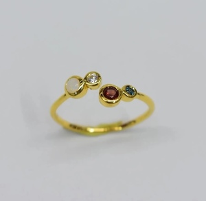 แหวนโกเมนโอปอลและโกเมนธรรมชาติขนาด14K S925เงินสเตอร์ลิงแท้925แท้ - Product Image 1