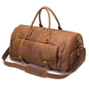 New Duffle Bag Genuine Leather Extra Large Weekend Duffle Bags Durable Travel Waterproof Leather Custom Luggage Duffle Bag
