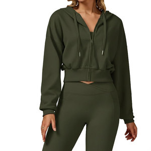 Trendy Women High Length Hoodie Top with Front <b>Zipper</b> Casual Long Outerwear Style - Product Image 2
