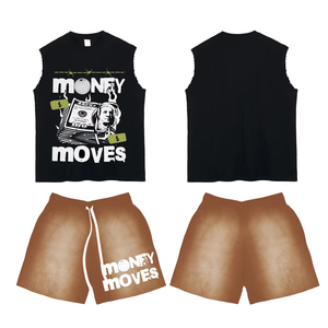 Custom Products 2025 New Arrivals T-<b>Shirt</b> Tank Top <b>and</b> <b>Shorts</b> Acid Wash Two Piece <b>Set</b> Sleeveless Raw Hem <b>Men</b> 2 Piece <b>Short</b> <b>Set</b> - Product Image 3