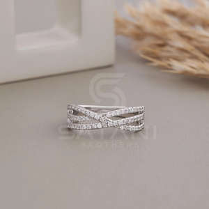 Moissanite Crossover Band Satani <b>Brothers</b> Twist Wedding Ring Criss Cross Ring Moissanite Silver Ring Elegant Intertwined Design - Product Image 2