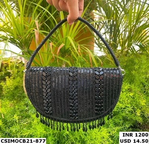 Artisan Handmade Sophisticated Crystal Stone Beaded Embroidery Bridal Clutch <b>Evening</b> <b>Bag</b> Handmade for Special Occasions - Product Image 6