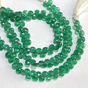 Onyx vert Briolette à facettes en forme de coeur perles de pierre pierre naturelle pour bijoux - Product Image 2