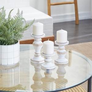 Elegant Wooden Tabletop Candlestick <b>Set</b> with White Finished Perfect for Home Hotel and Restaurant Decor <b>Set</b> Of 3 Decent Tools - Product Image 2