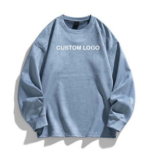 Sudaderas con capucha básicas de algodón de gran tamaño para hombre, sudaderas con logotipo impreso bordado, sudaderas personalizadas de cuello redondo de Color sólido para hombre - Product Image 6