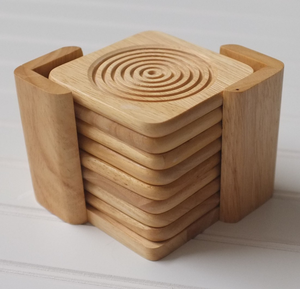 Sous-verre en bois sous-verre en bois fait à la main rustique avec support carré fournisseur de gros - Product Image 6