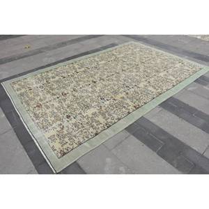 พรมขนสัตว์ลายเย็บปะต่อสีเขียวสีเบจคลาสสิกขนาด6.2x9.7ฟุตสไตล์ตุรกี Aubusson ดีไซน์สำหรับห้องนั่งเล่นข้างเตียงห้องโถงน้ำยางสี่เหลี่ยมผืนผ้า - Product Image 3