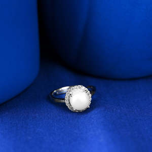 Anillos de Plata de Ley 925 de Primera Calidad para Mujer, Chapados en Rodio con Circonita y Perla para Bodas - Product Image 2