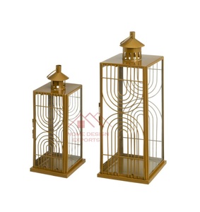 Ensemble de 2 lanternes à bougies dorées Décoration de mariage Lanterne 2026 Décoration du Ramadan Nouveauté - Product Image 1