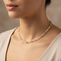 Collier en argent sterling 925 plaqué or 18 carats avec perles ajustables faites à la main en quartz rutilé doré facetté en forme de boîte