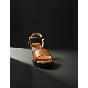 Sandales classiques à talon et bout pointu couleur tan 528 MS, chaussures de mariage avec plateforme élégante, semelle intérieure en PU, matériau TPU pour mariages d'été - Product Image 3