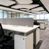 Poste de travail de bureau moderne modulaire avec table et armoire de rangement à tiroirs
