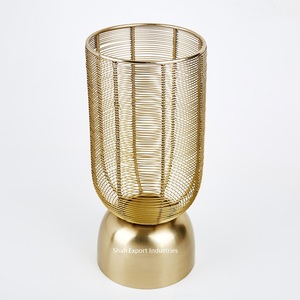 Vase à fleurs doré de luxe piédestal décoratif Vase à fleurs en fil métallique pour la maison salon décorations de table - Product Image 4