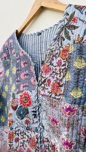 High Quality Women's Autumn Jackets Breathable Cotton Kantha Quilted Blazers Hand <b>Stitched</b> Patchwork Free Size Wholesale Supply - Product Image 2