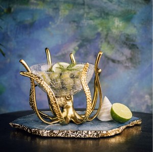 Bol de service décoratif de luxe en aluminium doré, design moderne vintage, thème nautique, centre de table, laiton antique - Product Image 3