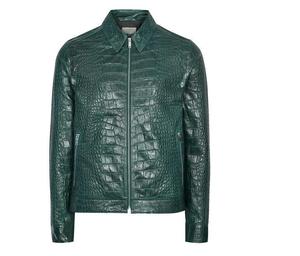 <b>jacket</b> for <b>men</b> <b>Sheepskin</b> Trendy Style Custom Made Crocodile Skin Texture Leather <b>Jacket</b> For <b>Men</b> Winter Season Fashion OEM - Product Image 1