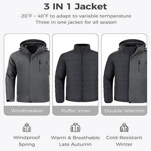 Veste d'hiver de haute qualité, logo OEM, camping, randonnée, denim personnalisé, vintage, col montant, motif uni, imperméable, respirante, pour hommes - Product Image 3