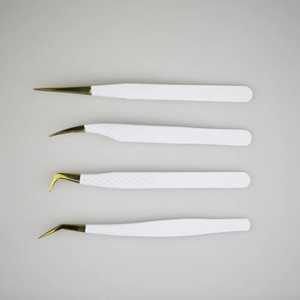 Pinzas para Extensión de Pestañas de Acero Inoxidable, Duraderas, Precisas, con Puntas Curvas y Rectas, Herramientas para Extensión de Pestañas y Cejas - Product Image 1
