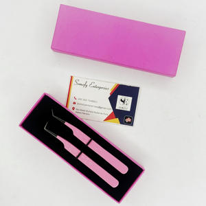 Pinzas de pestañas de 90 grados con logotipo personalizado, herramienta de extensión de cejas con punta de fibra de etiqueta privada - Product Image 5