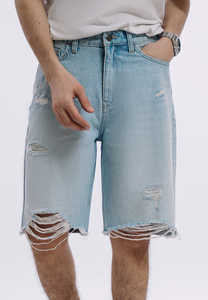 High Street déchiré en détresse hommes Oem conception lavé à l'acide Denim Jean Shorts vêtements de plein air blanc hommes Shorts - Product Image 5