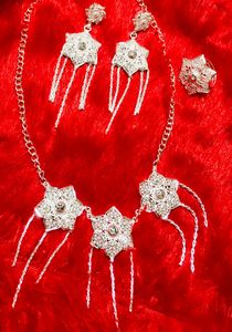 Cuivre plaqué Dubai Vintage mode ensemble de bijoux collier boucles d'oreilles bracelets peignes classique fleur perle anniversaires - Product Image 2