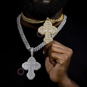 จี้เครื่องประดับชั้นดีสไตล์ฮิปฮอปทำจากเงินแท้925ชุบทอง24KT เครื่องรางไม้กางเขนขนาดใหญ่ VVS ห้องแล็บปลูกเพชรที่ได้รับการรับรองโดย GIA - Product Image 3