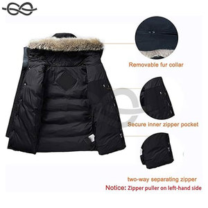 Manteau d'hiver pour hommes imperméable coupe-vent fourrure à capuche épaissir longue parka doudoune pour la protection contre le froid - Product Image 4