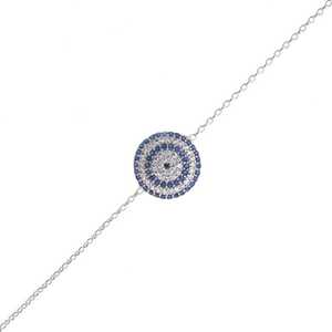 925 Sterling Silver Evil Eye Bead Charm <b>Bracelet</b> with Zircon Platinum <b>Cute</b> Number Pattern Trendy Stylish for Wedding Party Gift - Product Image 4