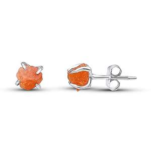 Raw Sunstone <b>Stud</b> <b>Earrings</b> <b>for</b> <b>Women</b> 5-7mm Natural Gemstone Handmade Gold-Plated <b>Silver</b> Jewelry <b>for</b> Gift - Product Image 1
