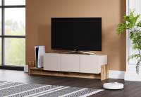 Meuble TV convertible et réglable en bois beige de style européen moderne, fabriqué en Turquie, idéal pour salon, chambre et salle à manger – Nouveauté !