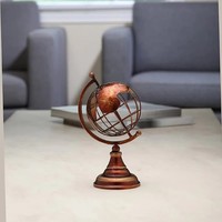 Style Antique Globe Ornement Métal Monde Globe Modèle Maison Bureau Bureau Décoration Géographie Outil D'enseignement Vintage Globe Décor