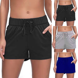 Par de mujeres con cordón exterior Mezcla de algodón Yoga y Running Knit Pocket Shorts Pantalones cortos de algodón para mujeres - Product Image 6