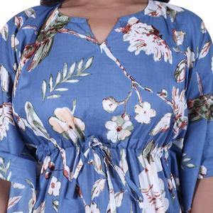 บล็อกมือพิมพ์ผ้าฝ้าย Kaftan พิมพ์ลายดอกไม้ชุดผ้าฝ้าย Kaftan สวยงามสวมใส่กลางคืนชุดสตรีชายหาดในราคาโรงงาน - Product Image 4