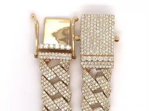 Joyería de Hip Hop, cadena de eslabones cubanos de diamante completo, Joyería de diamantes cultivados en laboratorio con cadena de oro amarillo de 14K para hombres - Product Image 5