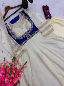 Best Quality Party wear Anarkali Gown Heavy Chinon <b>Silk</b> with Embroidery Codding & Sequins Work Anarkali Suit - Product Image 5