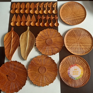 Plateau en bois en forme de feuille, fait à la main, plateau de service en bois naturel, vaisselle décorative - Caryln - Product Image 5