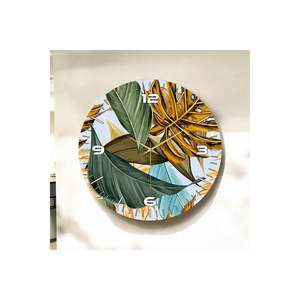Colorful Leaf and Flower Pattern 50cm <b>Wooden</b> Silent Table Wall Clock with <b>Number</b> Gift - Product Image 4