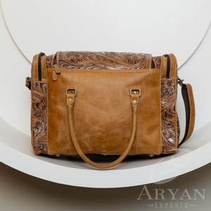 คอลเลกชันใหม่ล่าสุดวินเทจตะวันตก cowhide แกะสลักเดินทาง Duffel ทำด้วยมือสีน้ำตาลโบราณขนาดใหญ่กระเป๋าเครื่องมือในสัปดาห์ - Product Image 5