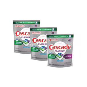 Cascade Platinum Plus ActionPacs, pastilles de détergent pour lave-vaisselle, savon pour lave-vaisselle, montagne, 52 unités - Product Image 1